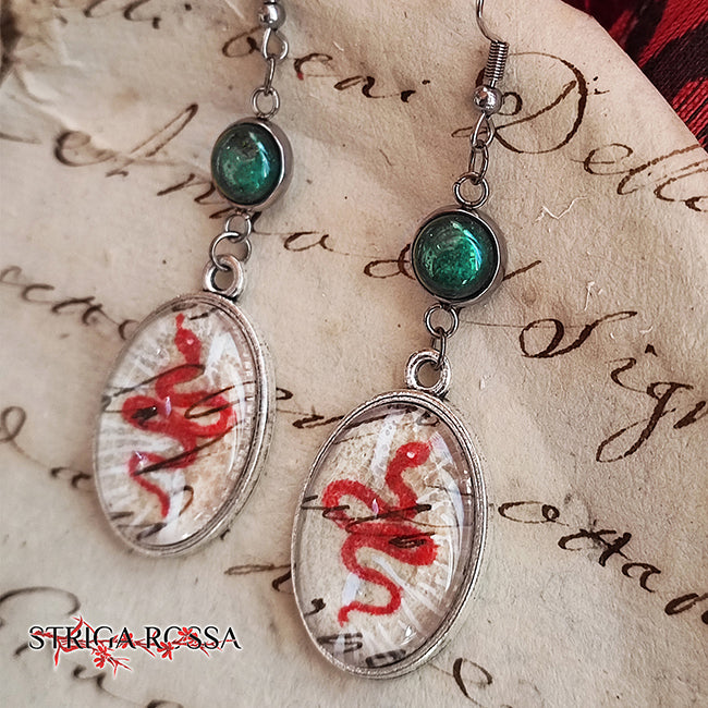 Snake - Stone: Malachite - Voices from the Past - Earrings