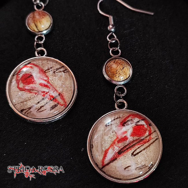 Crow Skull - Stone: Brown Jasper - Voices from the Past - Earrings