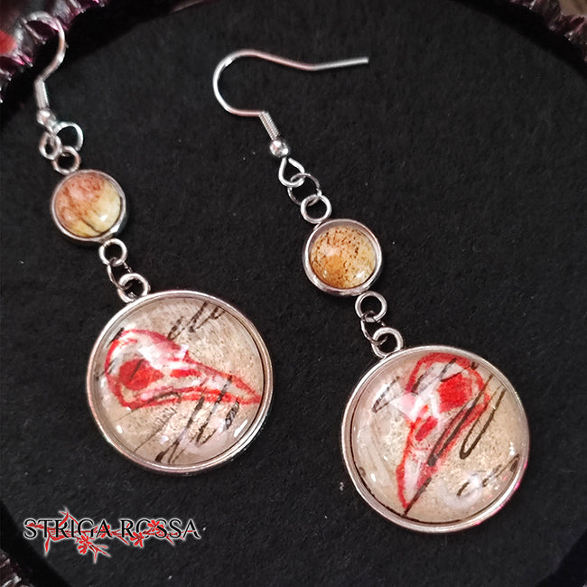 Crow Skull - Stone: Brown Jasper - Voices from the Past - Earrings