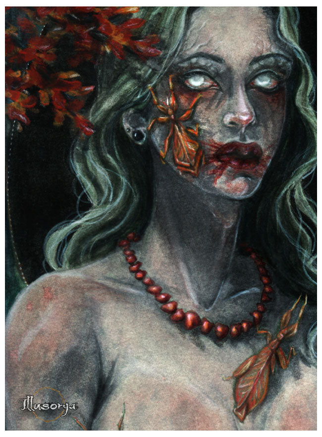 Melancholy loves to wear her red necklace - Original Painting