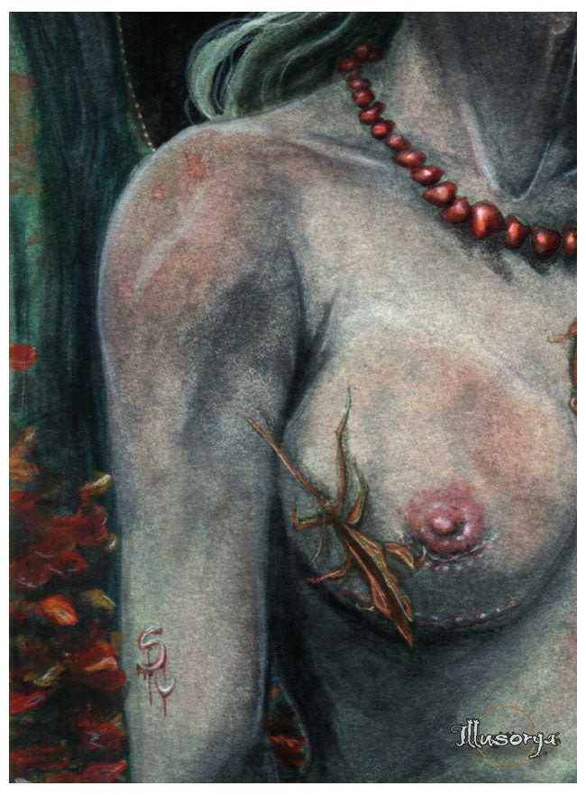 Melancholy loves to wear her red necklace - Original Painting