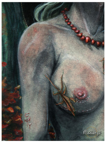 Melancholy loves to wear her red necklace - Original Painting