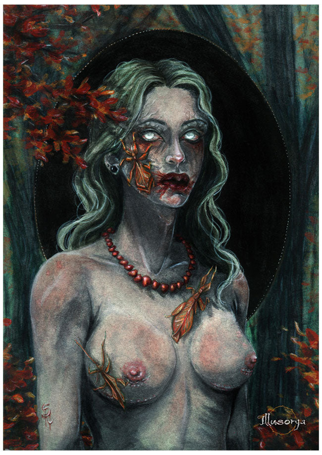 Melancholy loves to wear her red necklace - Original Painting