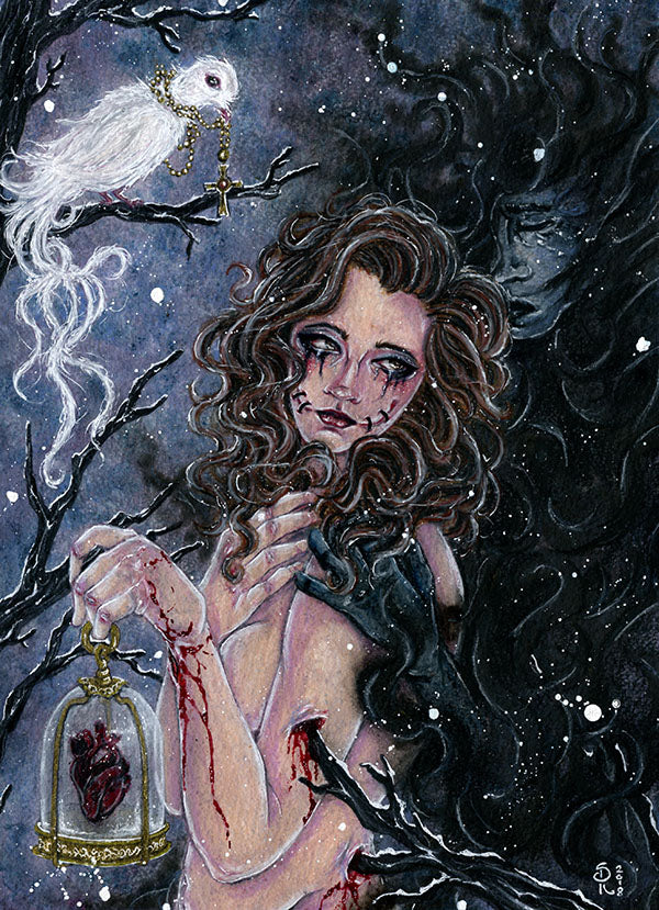 Foto listino esempio di commissione in acquerello - Ritratto di Erica Kochy "The circle of endless life's changes" - Stefania Russo, aka Illusorya - Dark Gothic Fantasy Art