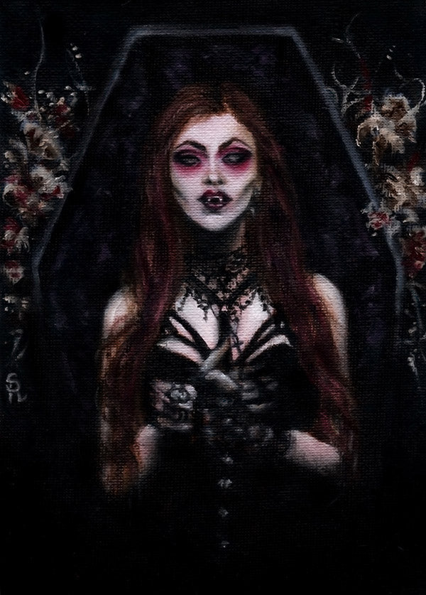 Foto listino esempio di commissione in olio - Ritratto di Estela Najad "Vampyra" - Stefania Russo, aka Illusorya - Dark Gothic Fantasy Art