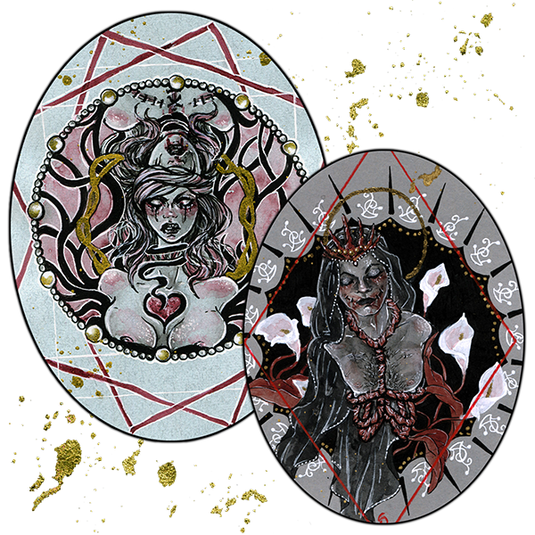 Foto listino esempio di commissione in inchiostro stile "Tales from Nowhere" - Stefania Russo, aka Illusorya - Dark Gothic Fantasy Art