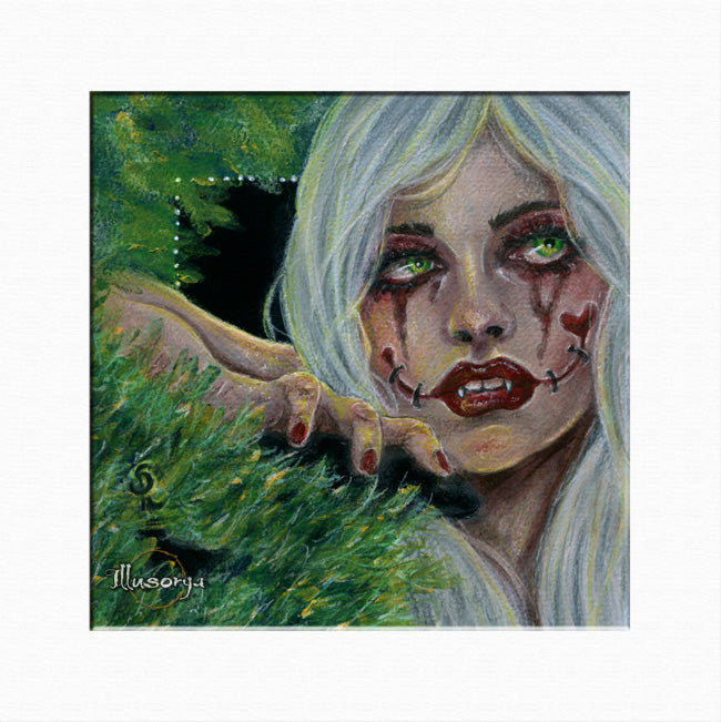 She calmly waits for her last ray of sunshine - Original Painting