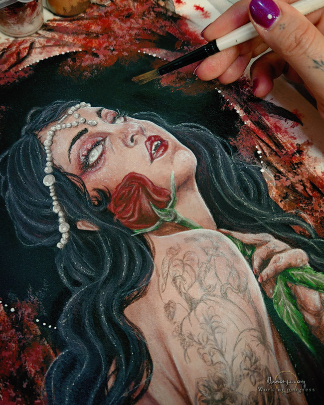 Innocence Lost into the Red Eclipse's Forest - Original Painting