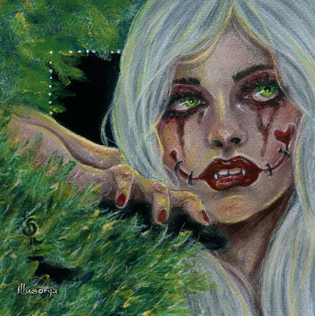 She calmly waits for her last ray of sunshine - Original Painting