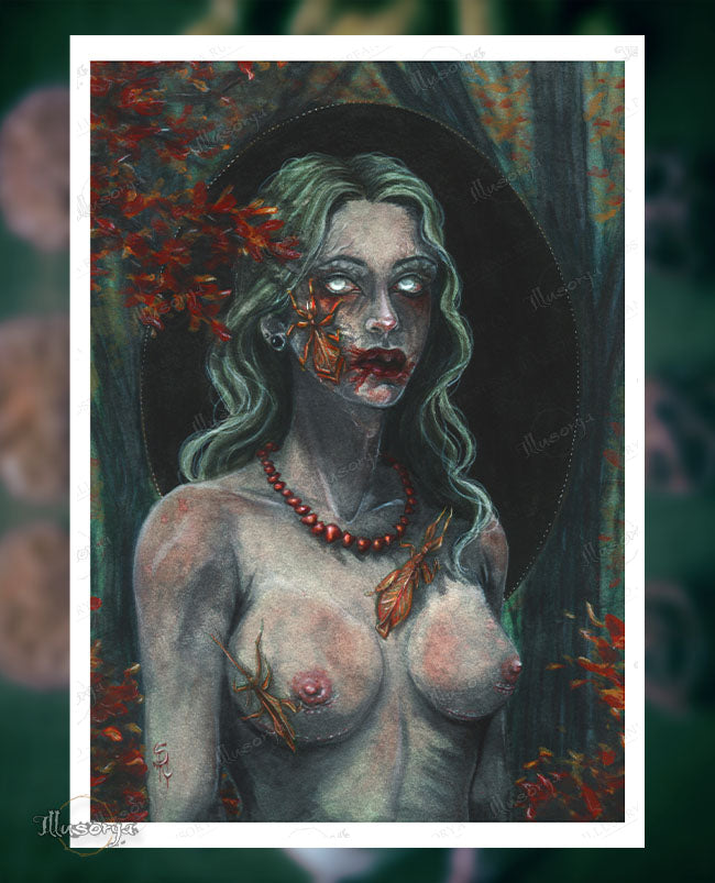 Melancholy likes to wear her red necklace - Giclée Print